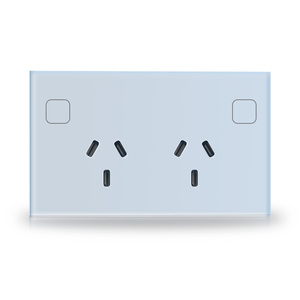 Panel de Cristal CNSKOU, Plástico, Vidrio Templado, 2 Tomas de Corriente, Doble, Compatible con Alexa y <span class=keywords><strong>Google</strong></span> Home, Enchufe Inteligente WiFi - Product Image 1