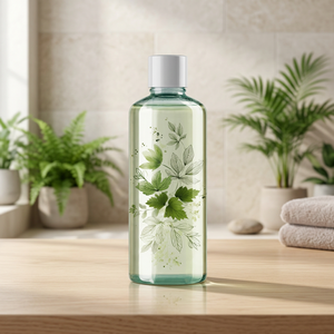 Limpiador Facial Herbal con Café, Botella Cosmética con Estampado de Hojas Verdes, Líquido Limpiador, Empaque OEM ODM - Product Image 3