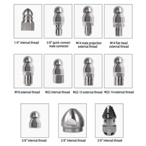 Nouvelle buse de nettoyage en acier inoxydable pour canalisations, pour le nettoyage haute pression des surfaces et des tuyaux – Pièce d'équipement de nettoyage de canalisations - Product Image 2