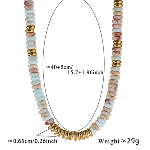 Collana all'ingrosso in acciaio inossidabile in oro bohémien collana in acciaio inossidabile fatta a mano Malachite tigre occhio guarigione pietra di perline per le donne ragazze - Product Image 5