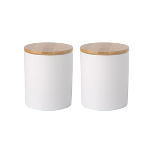 Sublimation Storage Jars Custom Mini Small White Modern Cookie Ceramic Stoneware Tea Sugar Sublimation Blank Storage Bottle Jars With Bamboo Lid