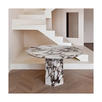 SHIHUI Design nordique personnalisé Dia 130cm Table ronde Calacatta Viola Table à manger en marbre