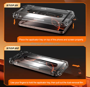 Kit de protection d'écran en verre trempé personnalisé OG 9H anti-espion avec <span class=keywords><strong>colle</strong></span> intégrale pour iPhone 17 Pro Max, avec cadre d'alignement anti-poussière - Product Image 3