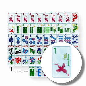 Set Mahjong Americano in Melamina <span class=keywords><strong>Blu</strong></span> Perla Monostrato, 1,42 Pollici, 160 Pezzi, Ecologico, Durevole, Stile Hamptons, Doppio Lato - Product Image 2