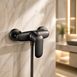 Rubinetto Miscelatore per Vasca e <span class=keywords><strong>Doccia</strong></span> in Ottone, Finitura Grigio Canna di Fucile Spazzolato, con Valvola in Ceramica per Acqua Calda e Fredda - Product Image 2