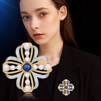 Broche de luxe XILIANGFEIZI en perles d'eau douce creuses, accessoires de vêtements européens tendance en deux couleurs pour mariage, vente en gros