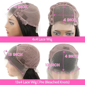 Cheveux humains malaisiens transparents, lisses, courts, type bob 6x4 pour perruque - Product Image 5