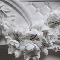Vente en gros Cheminée décorative en pierre sur pied sculptée à la main en marbre blanc de culture avec fleurs