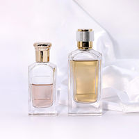 Vente en gros d'usine personnalisée, flacon de parfum carré de luxe de 100 ml rechargeable avec bouchon chromé doré