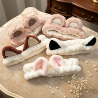 Serre-tête en flanelle douce et confortable avec oreilles d'animaux mignonnes, antidérapant et élastique, idéal pour le maquillage et le spa, couleur personnalisable