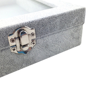 10 disegni Grigio Fodera In Velluto Unico Anelli Dei Monili Orecchini di Pendente Della Collana Del Braccialetto Incrociate Scatola Con Coperchio In Vetro - Product Image 3
