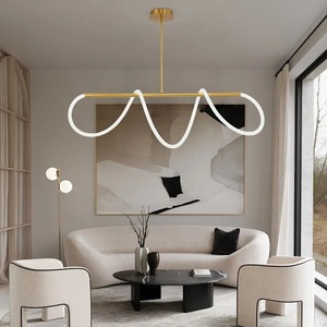 Apartamento Villa <span class=keywords><strong>cocina</strong></span> círculo <span class=keywords><strong>redondo</strong></span> trenzado lámpara colgante <span class=keywords><strong>fluorescente</strong></span> luz oro hierro regulable grande para sala de estar - Product Image 1