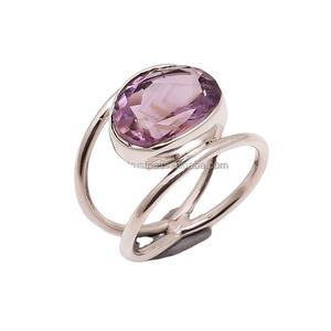 Anillo de piedras preciosas de amatista natural, joyería al por mayor de Plata de Ley 925, fabricante de joyería fina hecha a mano a la moda para niñas - Product Image 1
