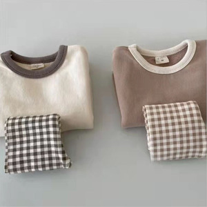 Conjunto de Ropa de 2 Piezas para Bebés Recién Nacidos, Niños y Niñas, Algodón, Manga Larga, Cuadros, Suave - Product Image 3