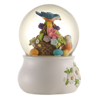 Luxspire Boule À Neige Fleur Panier Oiseau Globe D'eau Blanc Fleur Base Soufflant Neige Chambre Décoration Cadeau Souvenir Résine Boule À Neige