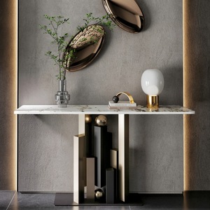 <span class=keywords><strong>Console</strong></span> d'<span class=keywords><strong>entrée</strong></span> de luxe en métal de style moderne, meuble mural étroit, design créatif, pour salon accessible aux personnes à mobilité réduite - Product Image 2