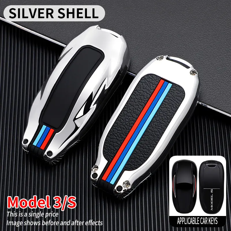 Zinc Alloy Car Key Case Cover Fob Shell For Tesla Model 3 Y S Accessories Full Coverage Protector Key Holder