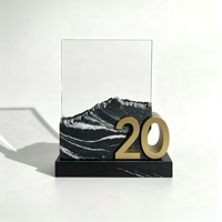 Trophée en cristal noir en forme de montagne, écologique, gravé, numéro 3D personnalisé, plaque de récompense pour années de service, souvenir sportif
