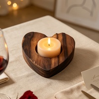 Großhandel Romantischer Holz-Teelichthalter-Set Herz- & Sternförmiger Laminierter Holz-Kerzenständer für den Valentinstag