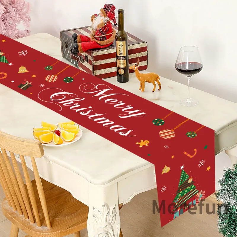 Christmas Fabric Printed Rectangular Mat Customized Candy Pattern Mat Decorative Mat For Family Gathering Atmosphere