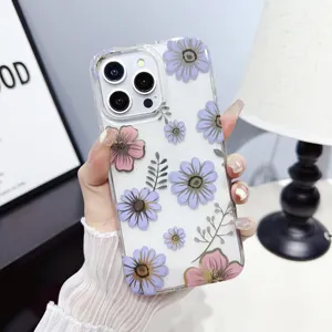 New Design IMD Flower Phone Case For Iphone 15 14 13 12 Luxury Tpu Brand Phone Case For Iphone 15 Pro Max