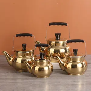 Biểu tượng tùy chỉnh Ấm đun nước sang trọng thép không gỉ vàng Arabic trà nước Ấm đun nước ấm trà gương đánh bóng Dubai vàng cà phê nồi