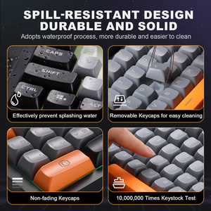 YUNZII D98 <span class=keywords><strong>clavier</strong></span> à <span class=keywords><strong>membrane</strong></span> rvb filaire 98 touches <span class=keywords><strong>clavier</strong></span> de jeu de bureau silencieux avec pavé numérique étanche Anti Ghosting - Product Image 3
