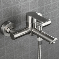 Robinet Mitigeur Mural pour Baignoire en Acier Inoxydable SUS304, Ensemble Douche Eau Chaude et Froide, Monocommande avec Cartouche Céramique