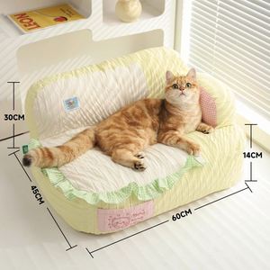 Modern Rectangle Soy Milk Mochi Cat <b>Sofa</b> & <b>Bed</b> Eco-Friendly Anti-Slip Non-Sticky Detachable Washable All Seasons Pet <b>Bed</b> - Product Image 3