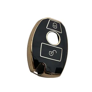 2-button Remote Key Shell TPU Cover Soft Car Key Case Holder Compatible with Benz Mercedes