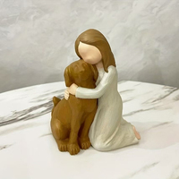 Figurines en résine de chien ange noir de style château européen écologiques, ornement commémoratif d'amitié pour chiens anges, pour les amoureux des animaux de compagnie