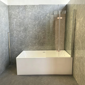<span class=keywords><strong>Box</strong></span> <span class=keywords><strong>Doccia</strong></span> Scorrevole Senza Telaio per Vasca da Bagno, Vetro Temperato Trasparente da 10mm, Acciaio Inossidabile Dorato Spazzolato, per Villa e Hotel - Product Image 6