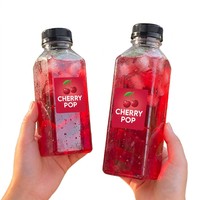 Bouteille carrée en plastique jetable écologique transparente en PET pour jus, eau minérale, soda, boissons, emballage cosmétique avec bouchon à vis