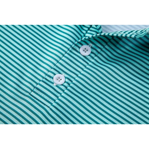 Striped Knitted <b>Men's</b> <b>Polo</b> <b>Shirt</b> Short Sleeve Button Down Teal <b>Green</b> - Product Image 6