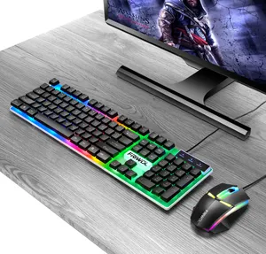 Dedikativer Gamers LED RGB Gaming Maus Tastatur-Set volle Größe wasserdicht verkabelt USB-Optische Tastatur und Maus Combo für Desktop