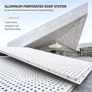 Système de toiture perforé en aluminium, panneau de façade décoratif pour centre commercial et salle d'exposition - Product Image 1