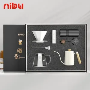 Nibu Luxe Koffie Geschenkdozen Barista Accessoires V60 Druppelaar Set Filter Cup Handleiding Koffiemolen Ketel Pot Koffie Thee Sets