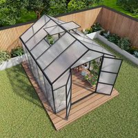 8*10 kaki gratis kapal rumah kaca polikarbonat dengan perlindungan angin yang lebih kuat dan ventilasi atap, berjalan-in besar aluminium tahan air