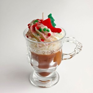 Christmas Dessert Style Scented Candle Glass <b>Cup</b> Hot Cocoa Shape Gingerbread Man Candy Ornament - Product Image 3