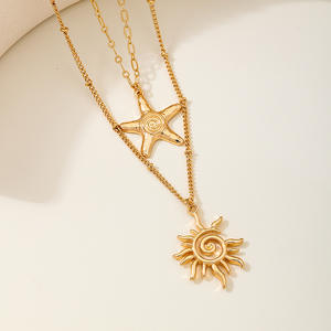 Fashion Summer New Alloy Star Sun <b>Stacked</b> Sunflower Women's <b>Necklace</b> - Product Image 4