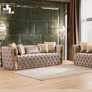 أثاث أريكة فاخرة على طراز مصمم لغرفة المعيشة بلكنة سوداء ، فيلا فندقية من المخمل 3 2 1 - Product Image 5