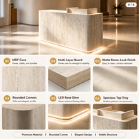 Bureau d'accueil de luxe en pierre naturelle courbé en forme de I avec éclairage LED pour spa