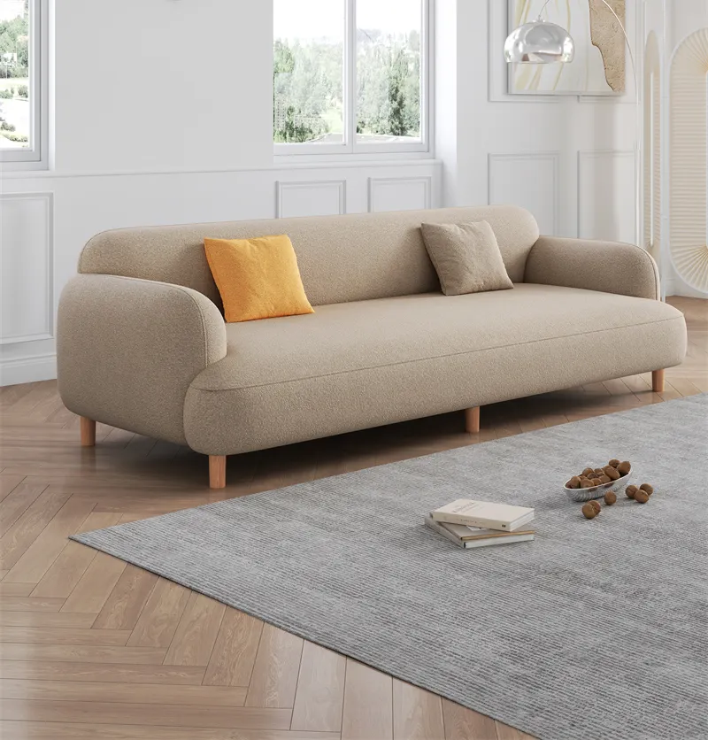 Hoge Kwaliteit Comfortabele Vrije Tijd Moderne Woonkamer Drie Zitplaatsen Sofa Stof Bekleding Met Metalen Voet