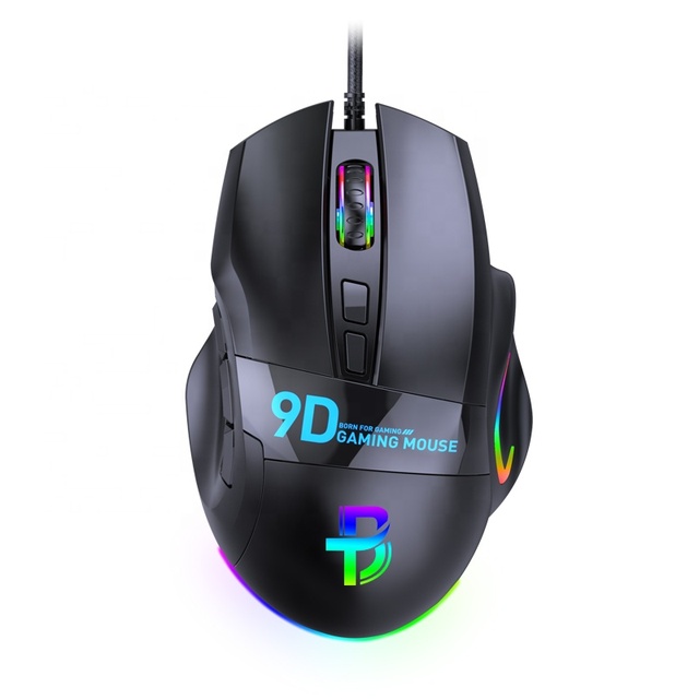 BOSSTON RGB Color Illuminated Gaming Mouse 12000DPI High Return Rate 9-Key Macro Programming Ergonomics
