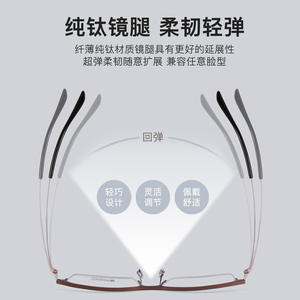 Monturas de Gafas de Titanio 2446 Rectangulares Semi-Sin Montura Antideslizantes Unisex con Lentes Acrílicas Origen Danyang - Product Image 5