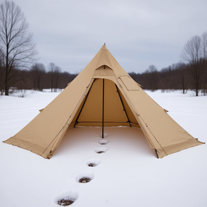 Tente en toile taille M pour 4 personnes, imperméable, tipi d'hiver avec ouverture pour poêle, abri de randonnée et de camping 4 saisons - Product Image 2