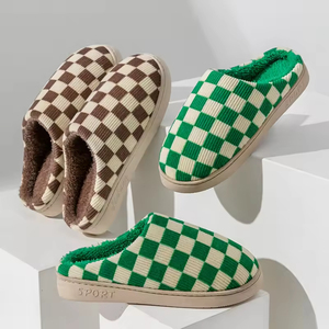 Chaussons d'hiver chauds en coton pour femme, antidérapants et résistants à l'usure, et chaussons en peluche à carreaux pour homme, pour couples - Product Image 4