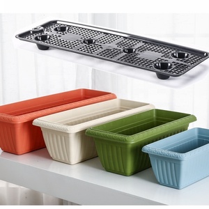 Pots de plantes rectangulaires en plastique à auto-arrosage pour jardin avec plateau d'égouttement Petits et grands pots 6L 10.5L 13.5L 16L - Product Image 3