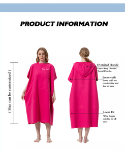 Poncho de surf en microfibre fourni par l'usine, serviette de plage <span class=keywords><strong>à</strong></span> séchage rapide avec capuche, serviette de piscine recyclée, peignoir de change doux - Product Image 5