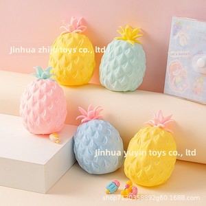 Macaron Color <b>Light</b> up <b>Pineapple</b> Squeeze Toy Soft Squishy Rubber Stress Relief Fidget Sensory Decompression Toy for Kids Gift - Product Image 5